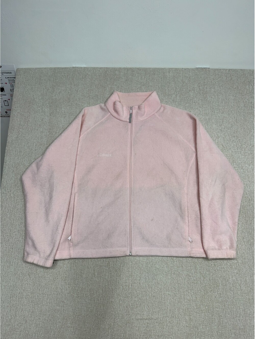 Columbia Womens XL Light Pink Fleece Full Zip Jacket Embroidered Logo Sweater